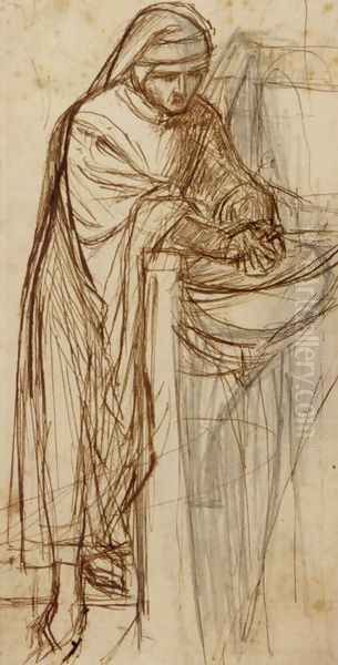 Sketch For Dante At Verona With A Preliminary Study For The Principal Figure Oil Painting by Dante Gabriel Rossetti