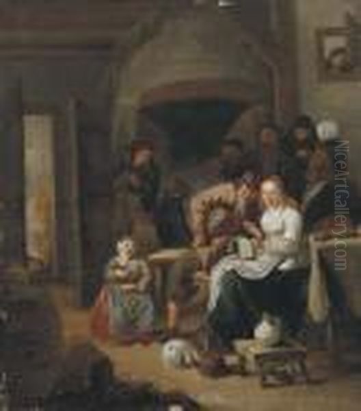 Peasants Singing And Making Merry In An Inn Oil Painting by Jan Miense Molenaer