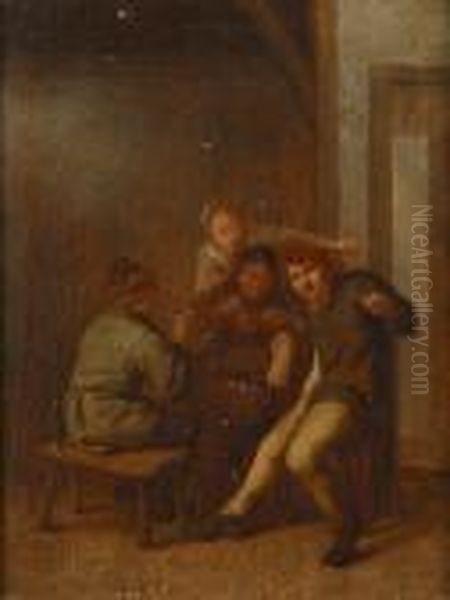 Peasants Carousing In A Tavern Interior Oil Painting by Jan Miense Molenaer