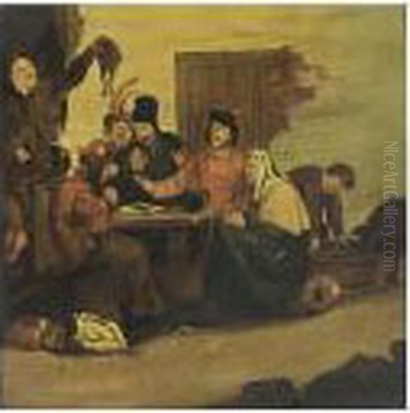 Peasants Around A Table Making Merry Oil Painting by Jan Miense Molenaer