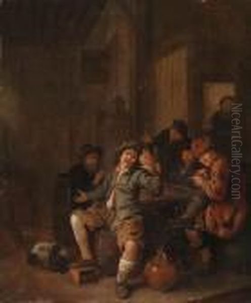 Peasants Carousing In An Inn Oil Painting by Jan Miense Molenaer