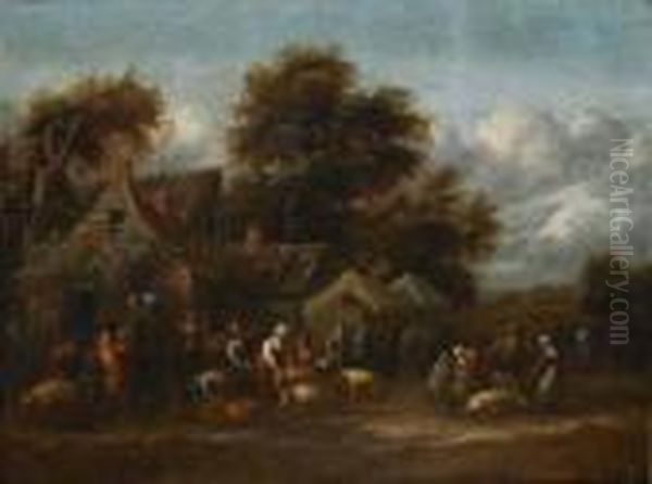 Festa In Un Villaggio Oil Painting by Claes Molenaar (see Molenaer)