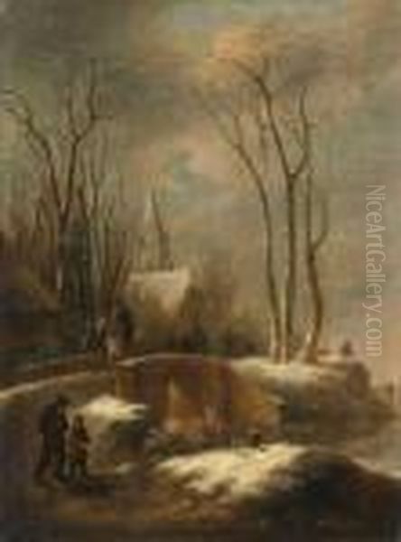 Winterlandschaft Oil Painting by Claes Molenaar (see Molenaer)