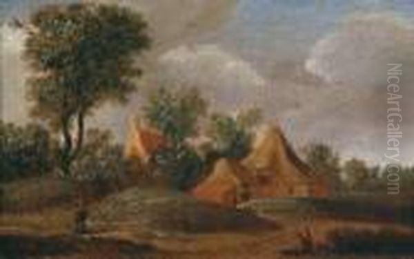 Paesaggio Boschivo Con Villaggio Oil Painting by Claes Molenaar (see Molenaer)