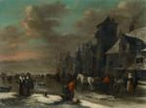 Winterlandschaft Oil Painting by Claes Molenaar (see Molenaer)