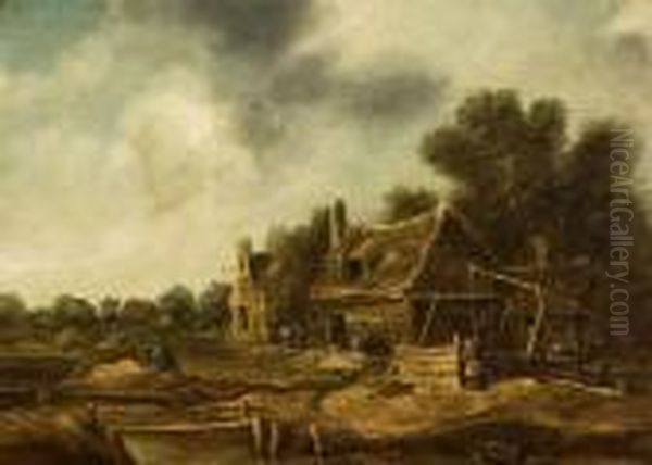 Village Du Nord. Oil Painting by Claes Molenaar (see Molenaer)