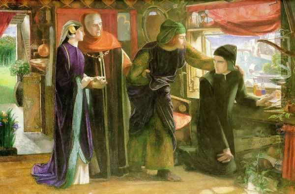 The First Anniversary of the Death of Beatrice 1853-54 Oil Painting by Dante Gabriel Rossetti