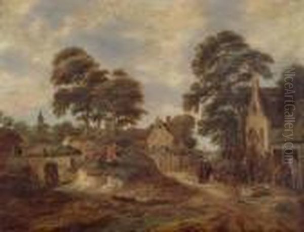 Landliche Szene. Oil Painting by Claes Molenaar (see Molenaer)