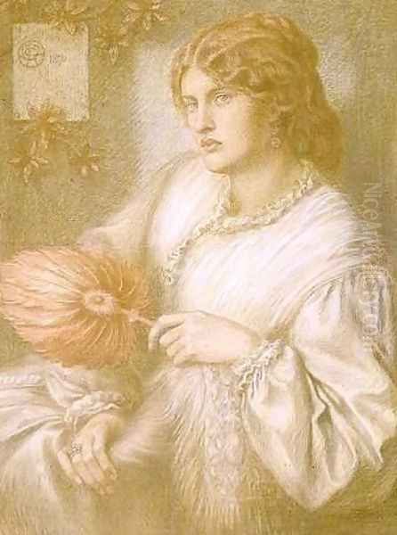 Woman with a Fan Oil Painting by Dante Gabriel Rossetti