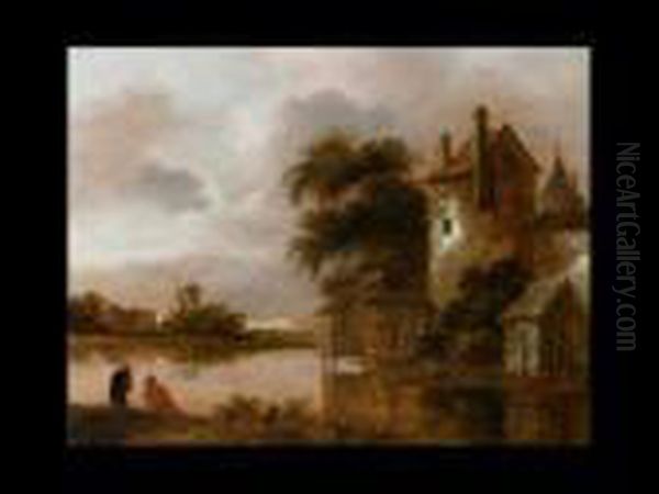 Angler Am Stadtrand Oil Painting by Claes Molenaar (see Molenaer)