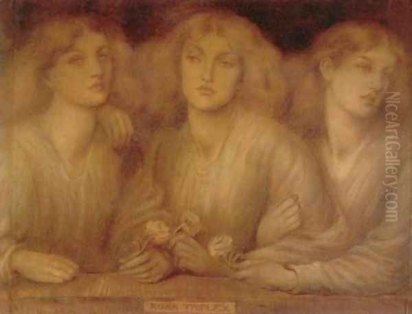 Rosa Triplex Oil Painting by Dante Gabriel Rossetti