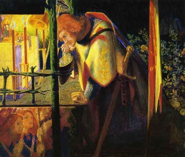 Sir Galahad at the Ruined Chapel Oil Painting by Dante Gabriel Rossetti