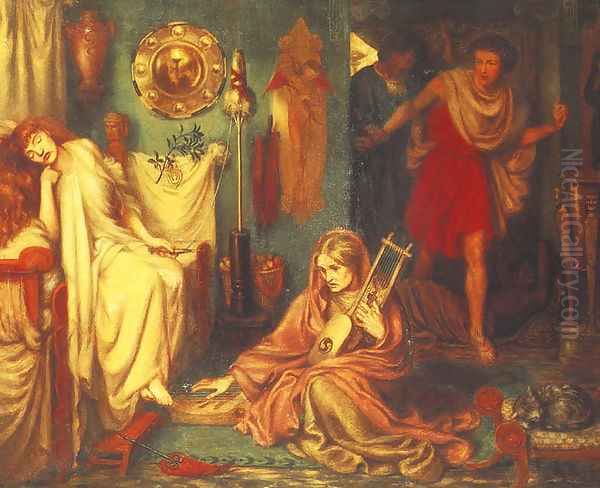 Return of Tibullus to Delia Oil Painting by Dante Gabriel Rossetti