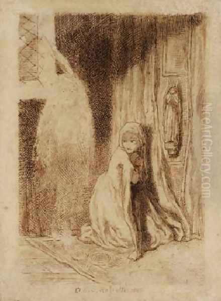 Faust: Margaret in the Church Oil Painting by Dante Gabriel Rossetti