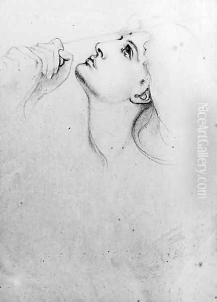 Study for the head of Joan of Arc, in profile to left Oil Painting by Dante Gabriel Rossetti