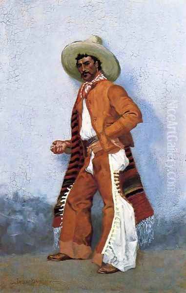 A Vaquero Oil Painting by Frederic Remington