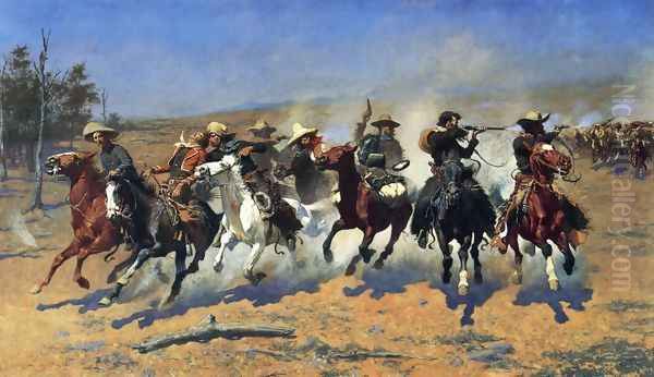 A Dash for the Timber Oil Painting by Frederic Remington