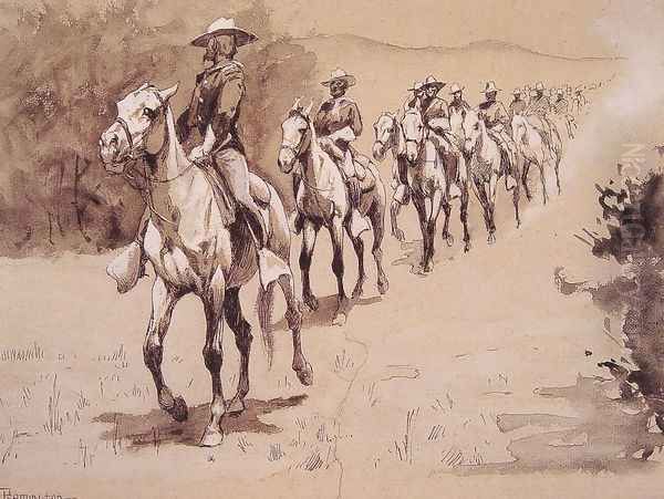 In The Desert Oil Painting by Frederic Remington