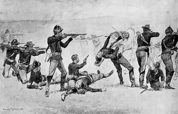 The Opening of the Fight at Wounded Knee Oil Painting by Frederic Remington