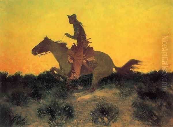 Against The Sunset Oil Painting by Frederic Remington