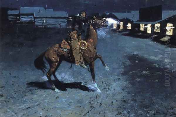 An Arguement With The Town Marshall Oil Painting by Frederic Remington