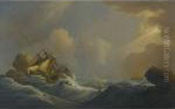 A Shipwreck In Heavy Storms Oil Painting by Peter Monamy