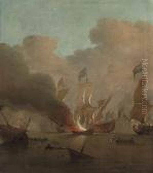 The Destruction Of The 
Royal James Oil Painting by Peter Monamy