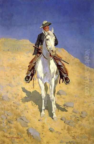 Self Portrait On A Horse Oil Painting by Frederic Remington