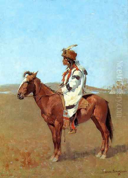 A Blackfoot Chief Oil Painting by Frederic Remington