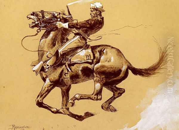 Ugly Oh The Wild Charge He Made Oil Painting by Frederic Remington