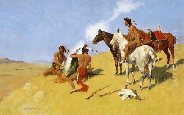 The Smoke Signal Oil Painting by Frederic Remington