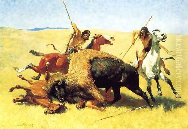 The Buffalo Hunt Oil Painting by Frederic Remington