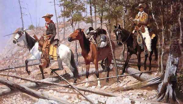 Prospecting For Cattle Range Oil Painting by Frederic Remington