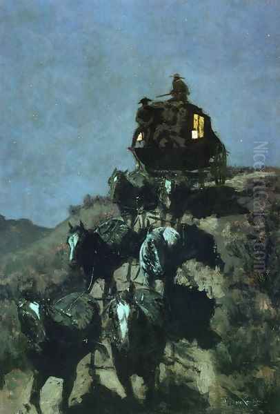 The Old Stage Coach of the Plains Oil Painting by Frederic Remington