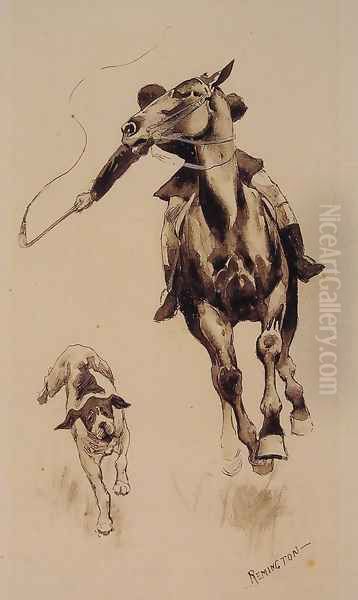 Whipping In A Straggler Oil Painting by Frederic Remington