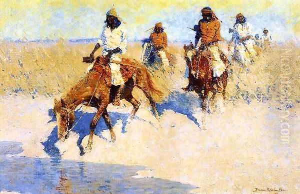 Pool In The Desert Oil Painting by Frederic Remington