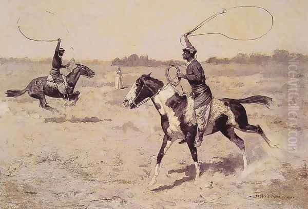 It Was To Be A Lasso Duel To The Death Oil Painting by Frederic Remington