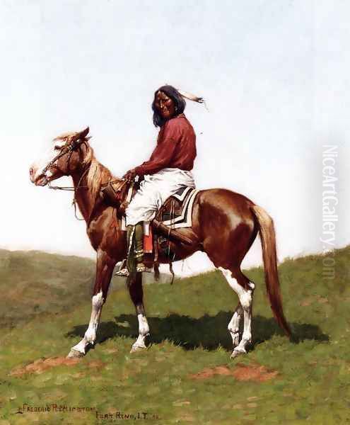 Comanche Brave, Fort Reno, Indian Territory Oil Painting by Frederic Remington