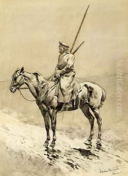 Cossack Picket on the German Frontier Oil Painting by Frederic Remington