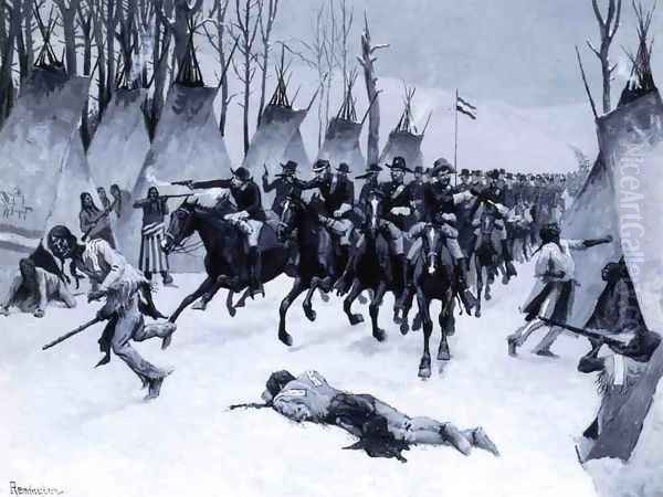 Battle of Washita Oil Painting by Frederic Remington