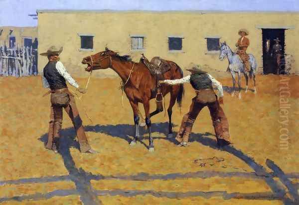 His First Lesson Oil Painting by Frederic Remington