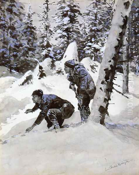 On the Caribou Tracks Oil Painting by Frederic Remington