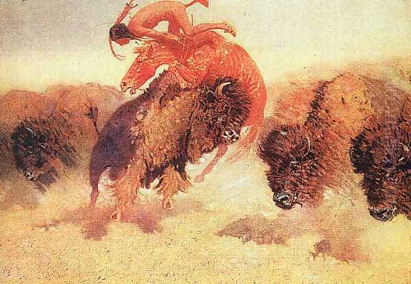 The Buffalo Runner 1907 Oil Painting by Frederic Remington