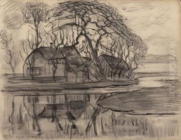 Farm Near The Village Of Duivendrecht Oil Painting by Piet Mondrian