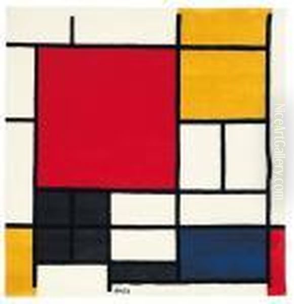 Composition En Rouge Oil Painting by Piet Mondrian