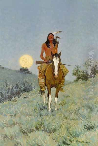 The Outlier Oil Painting by Frederic Remington