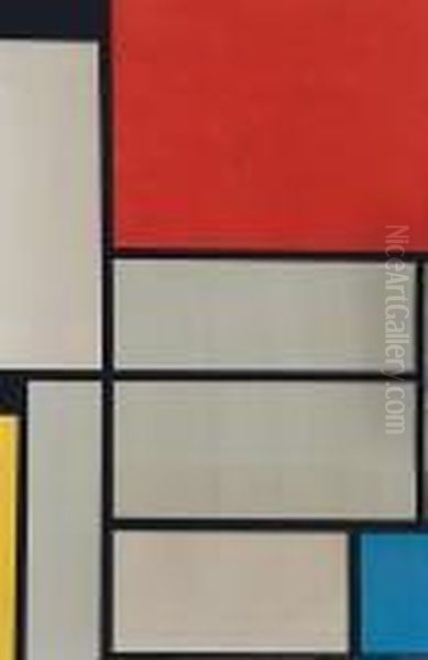 Composition With Red Square Oil Painting by Piet Mondrian