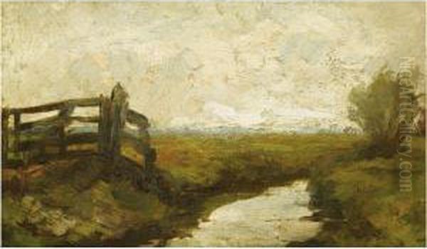 Irrigation Ditch With Wood Gate At Left Oil Painting by Piet Mondrian