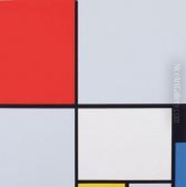 Composition En Rouge Oil Painting by Piet Mondrian