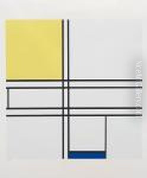 Composition Bleue Et Jaune Oil Painting by Piet Mondrian